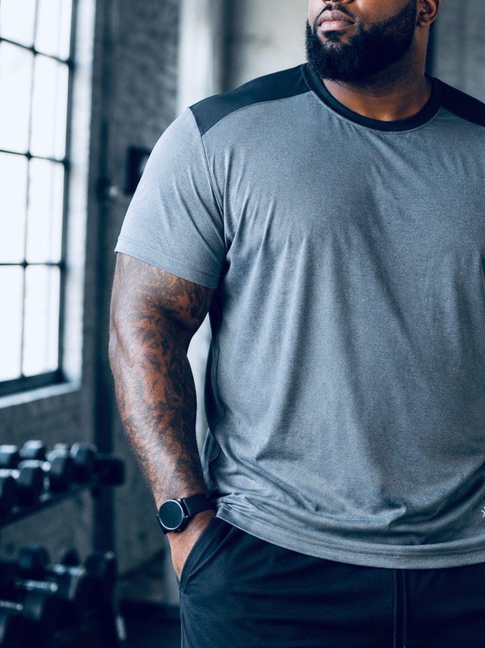 Reebok Men’s 3XL Athletic Performance Tee Gray Black Athleisure Workout Casual